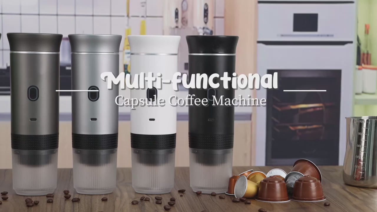 Load video: 3 in 1 portable capsule coffee maker